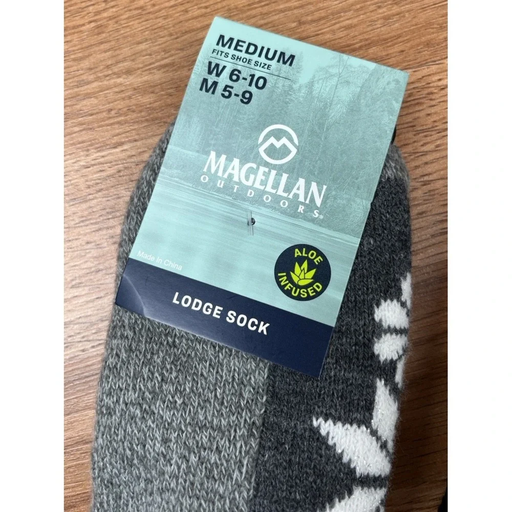 Lot of 3 Pairs Magellan Lodge Socks Grey/Black Women's Size Medium 6-10 NEW